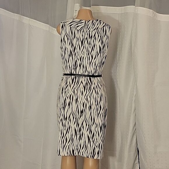 KARIN STEVENS RARE TOASTED ZEBRA PRINT SLEEVELESS ZIPPER CLOSURE DRESS - Picture 8 of 15